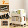 2-layer Detachable Stationery Organizer Handcart Organizers Office Desk Organizing Plastic Boxes Accessories School Supplies 6