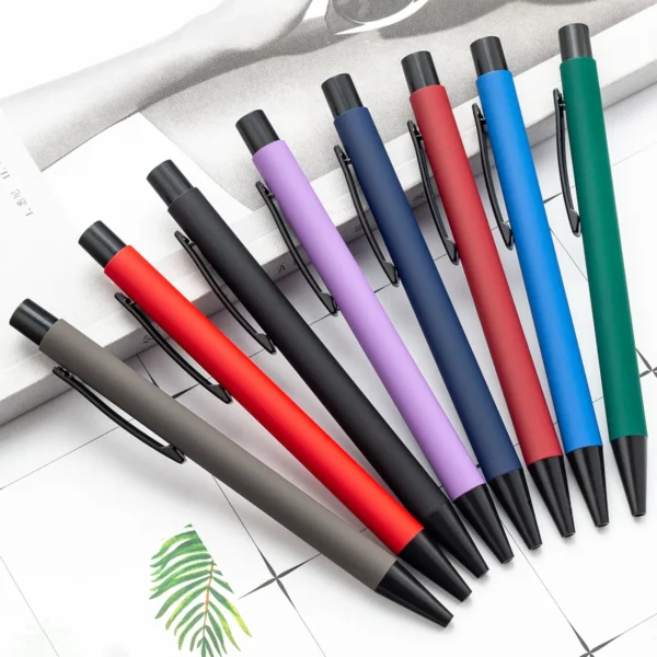 20PCS Metal medium oil pen Pressing Ballpoint Pen Writing Ballpen Stationery Office School Supplies 1